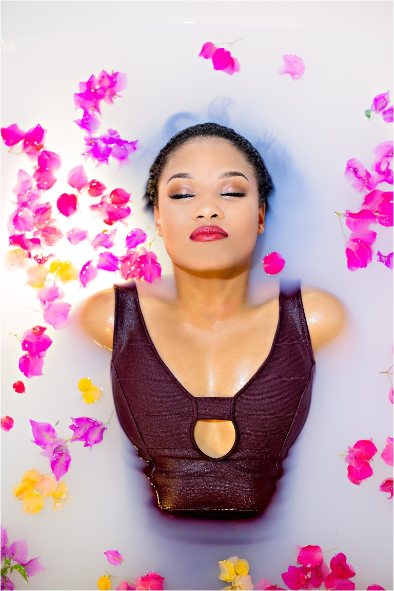 Individual Milk Bath Photoshoot with Flower Pedals