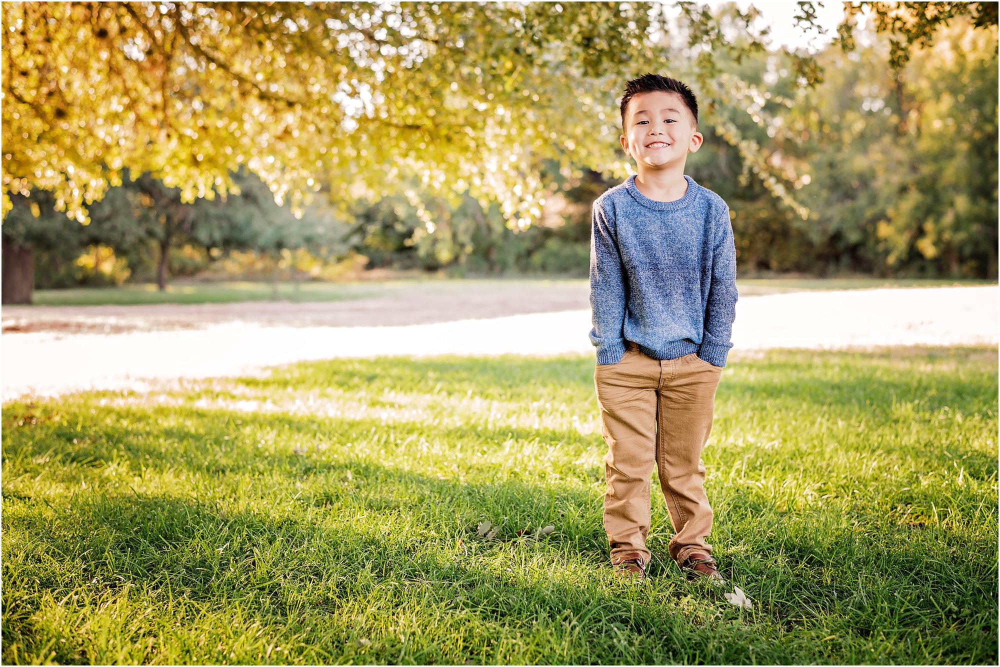 Boy in Field Winter Family Photos Round Rock Texas Photographer