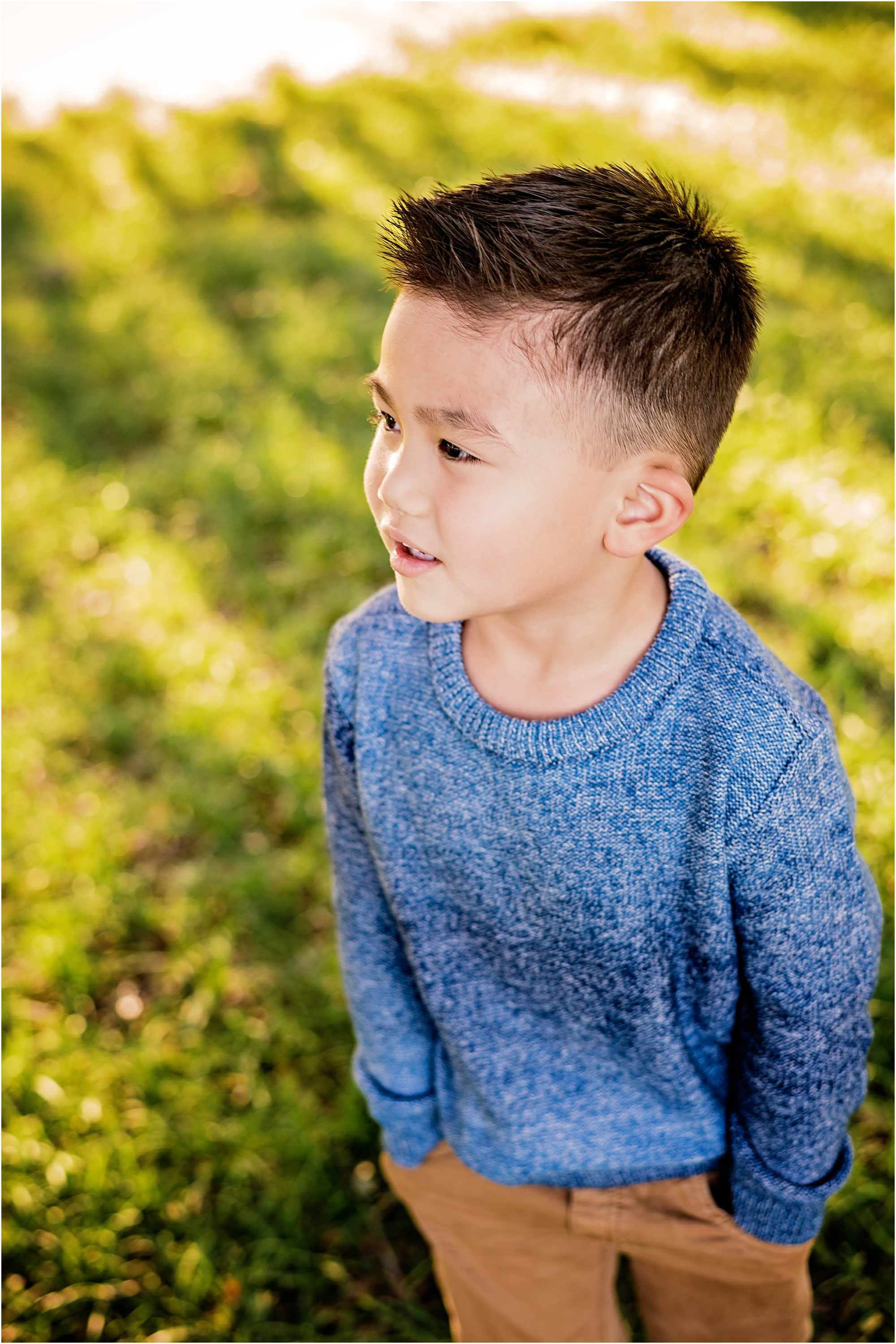 Boy in Field Winter Family Photos Round Rock Texas Photographer