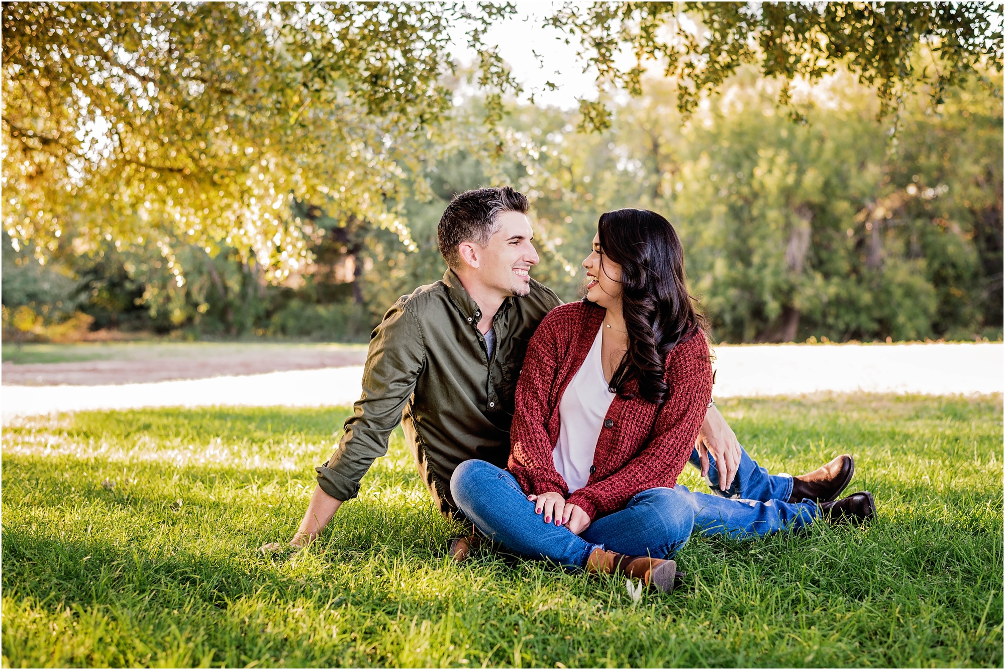 Mother and Father in Park in Round Rock Texas Natural Light Photographer