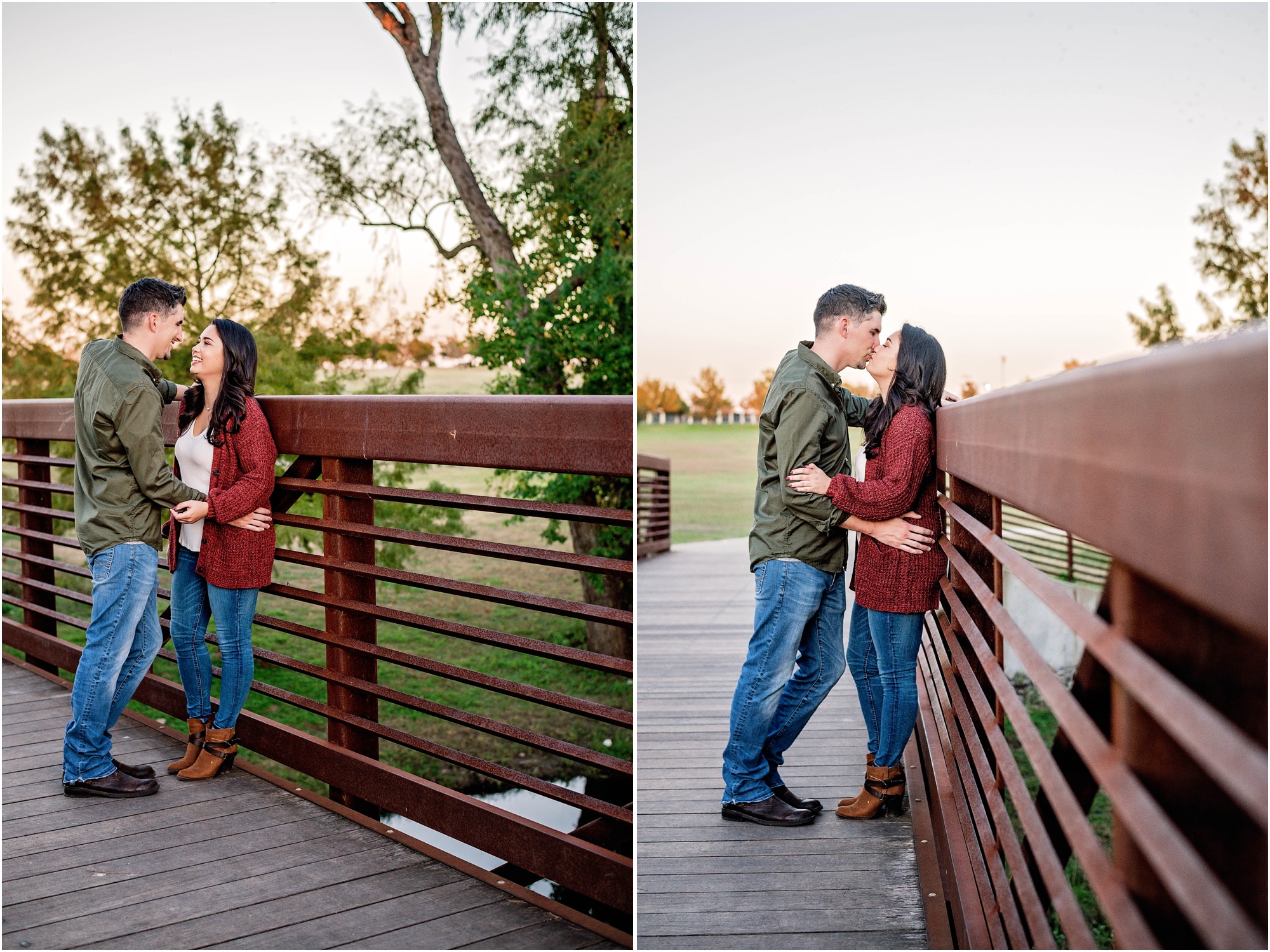 Couple on Bridge in Round Rock Texas Natural Light Photographer