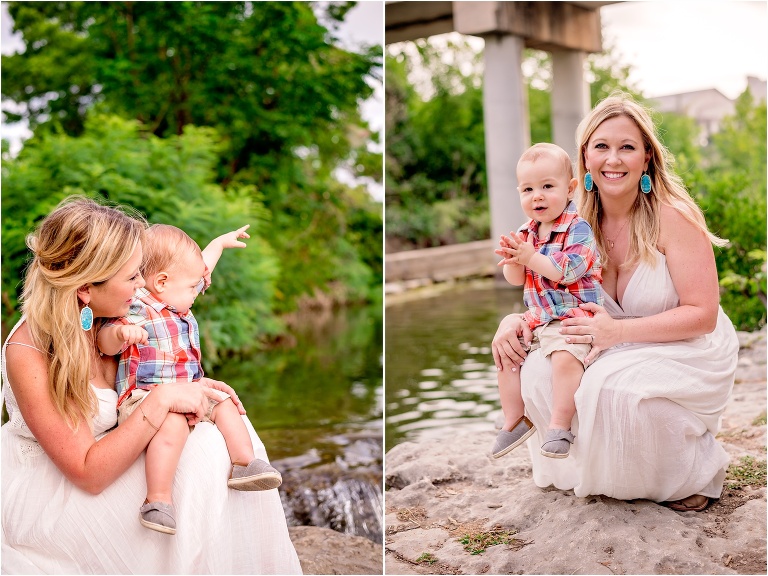Mother and Son at park for first birthday photoshoot in Round Rock Texas