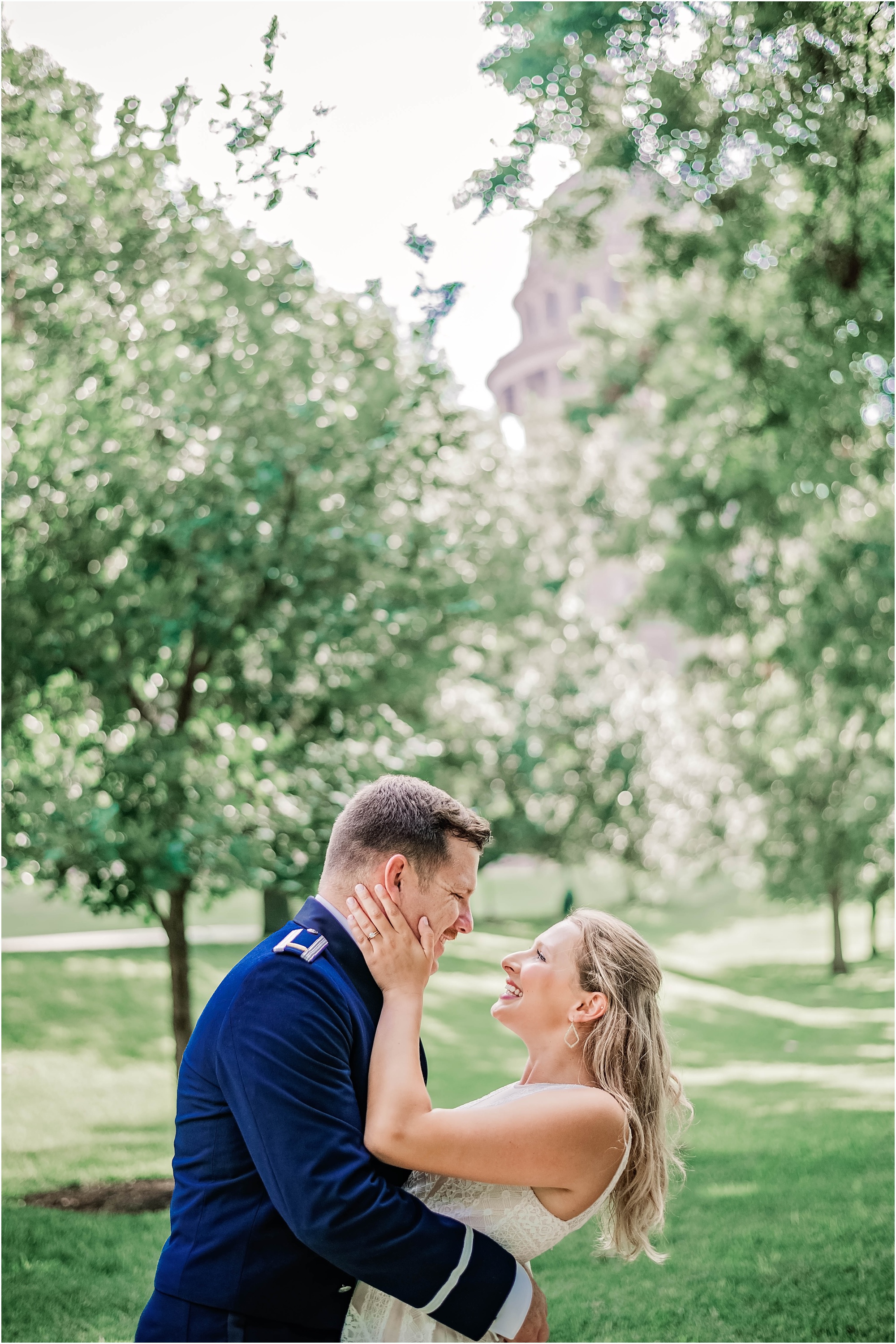 Newly Wed Couple in South Austin Texas Elopement Air Force Photoshoot