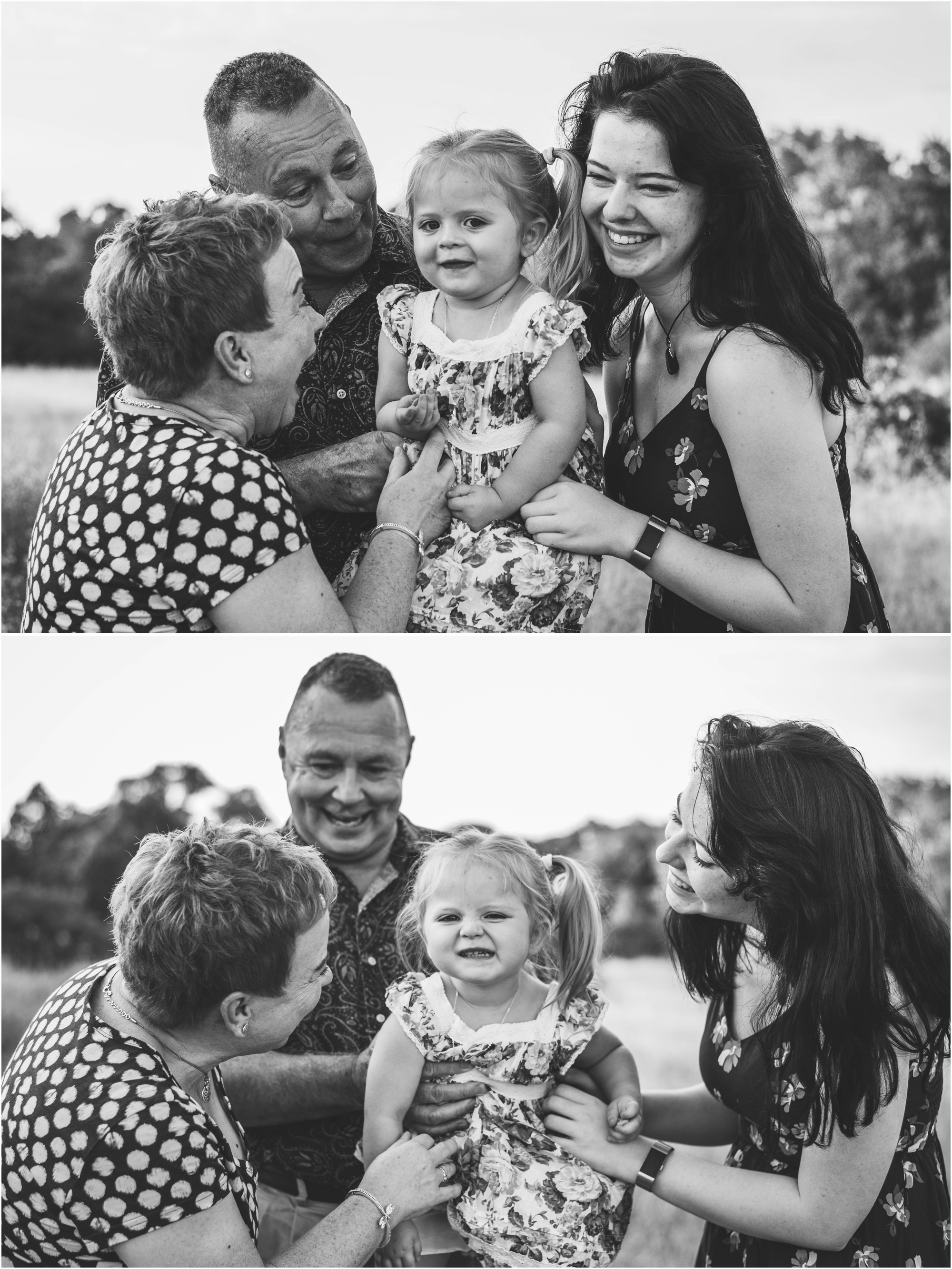 Family Photographer with Toddler giggling during Photoshoot in Austin Texas