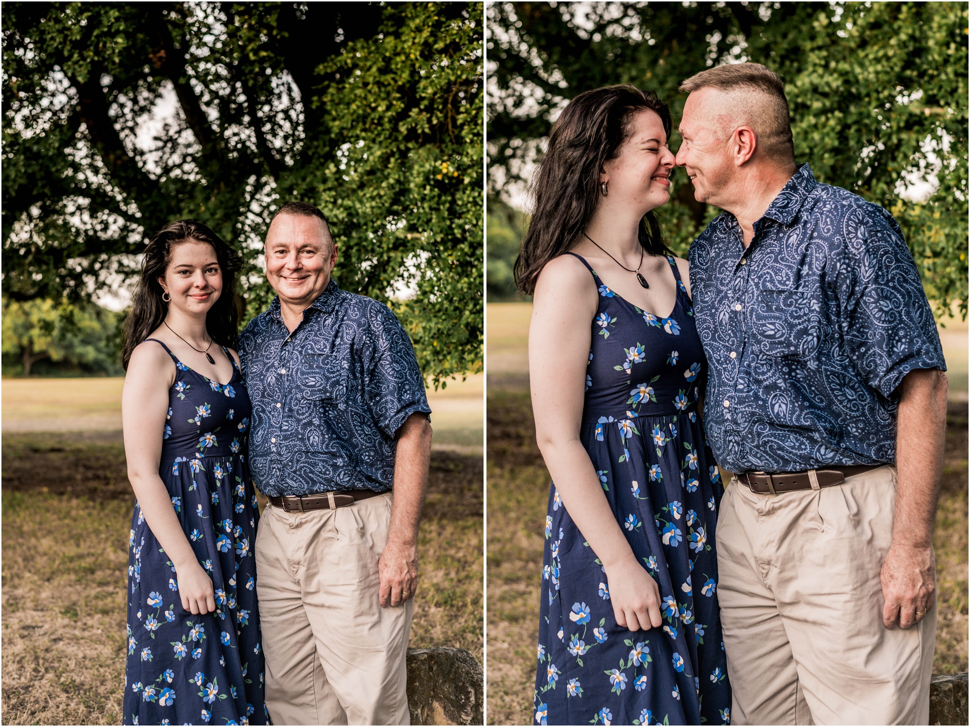 Grandfather and granddaughter in Austin Texas park by Natural Light photographer