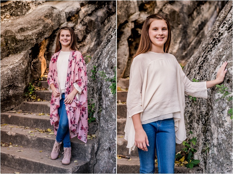Teenage girl during family photoshoot in Austin Texas by natural light portrait photographer
