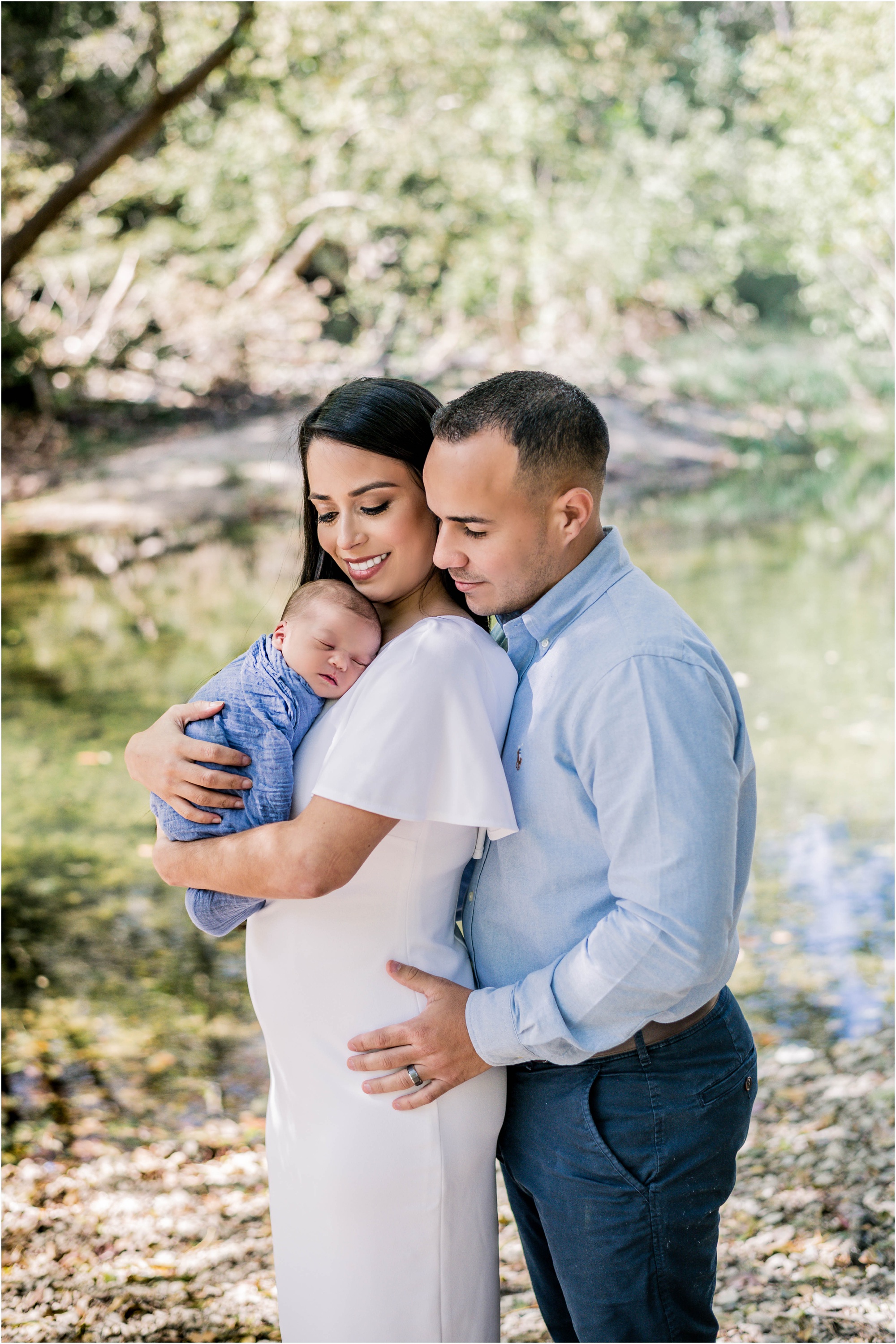 Family portrait during newborn photoshoot outdoor natural light photographer Austin Texas