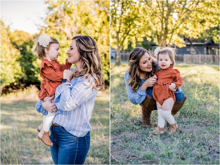 Mother and daughter in field Georgetown Texas family photographer