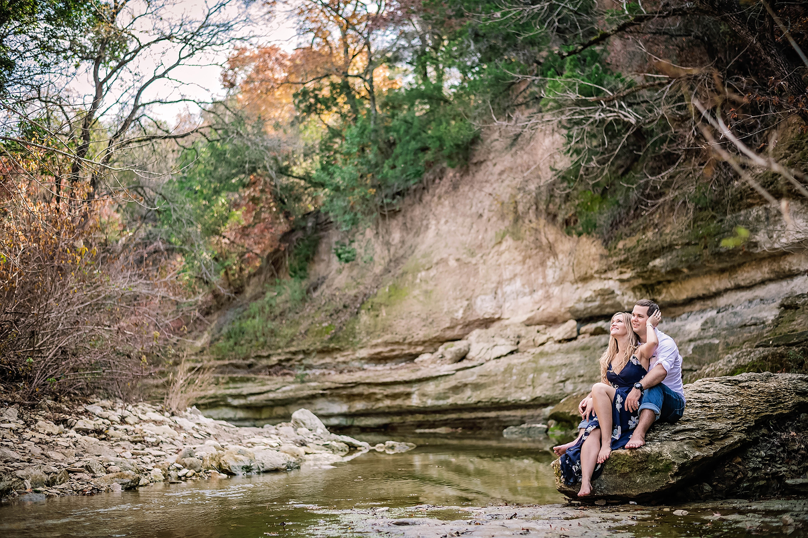 Couple in Austin Texas during engagement photoshoot by natural light photographer